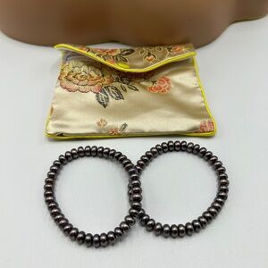 Honora Dark Grey Freshwater Pearl Stretch Bracelet Set